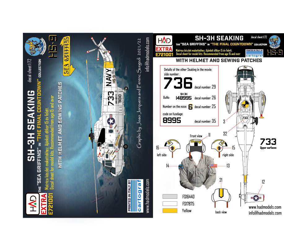 HAD Models HUNE721001 SH-3H Seaking Final Countdown Extended 1:72