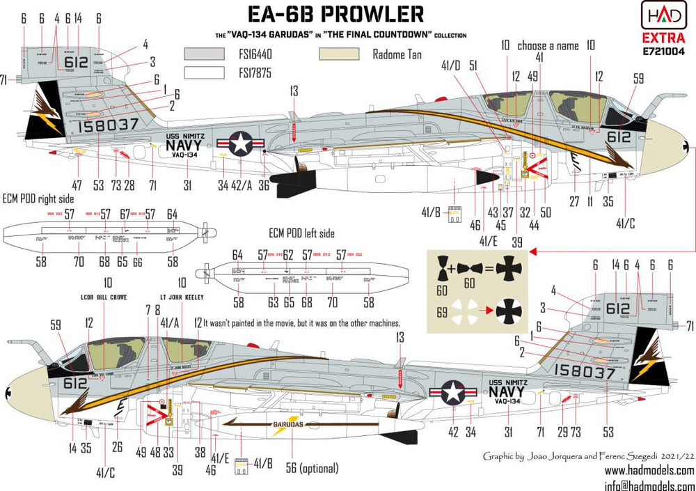 HAD Models HUNE721004 1:72 Grumman EA-6B Prowler USS NIMITZ The final Countdown