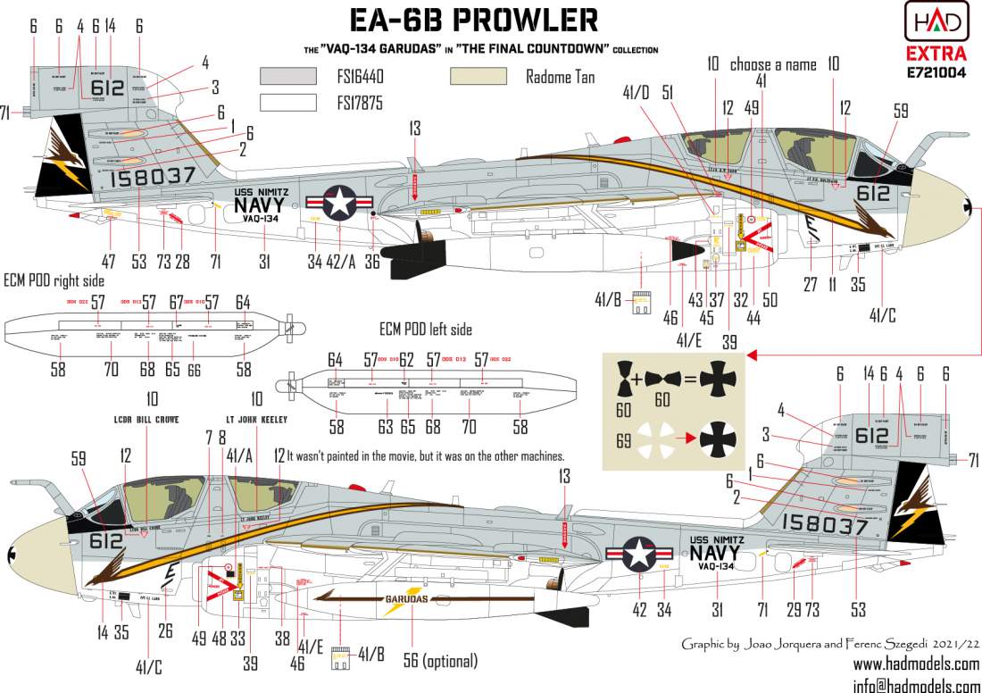 HAD Models HUNE721004 1:72 Grumman EA-6B Prowler USS NIMITZ The final Countdown