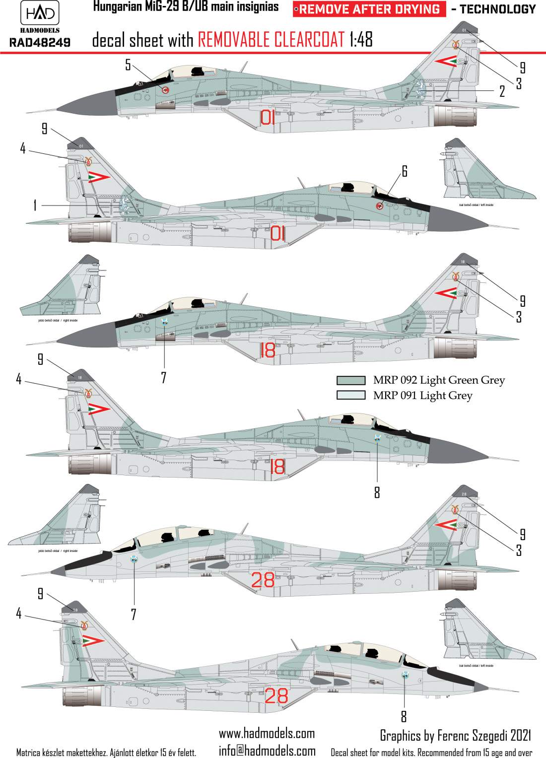 HAD Models HUNRAD48249 1:48 Mikoyan MiG-29B HUNAF old russian [RAD Decals
