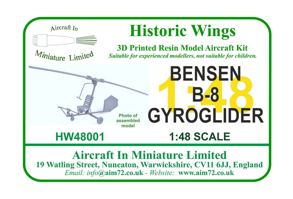 AIM - Historic Wings HW-48001 1:48 Bensen B-8M Gyroglider/X-25B