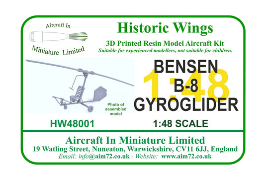 AIM - Historic Wings HW-48001 1:48 Bensen B-8M Gyroglider/X-25B