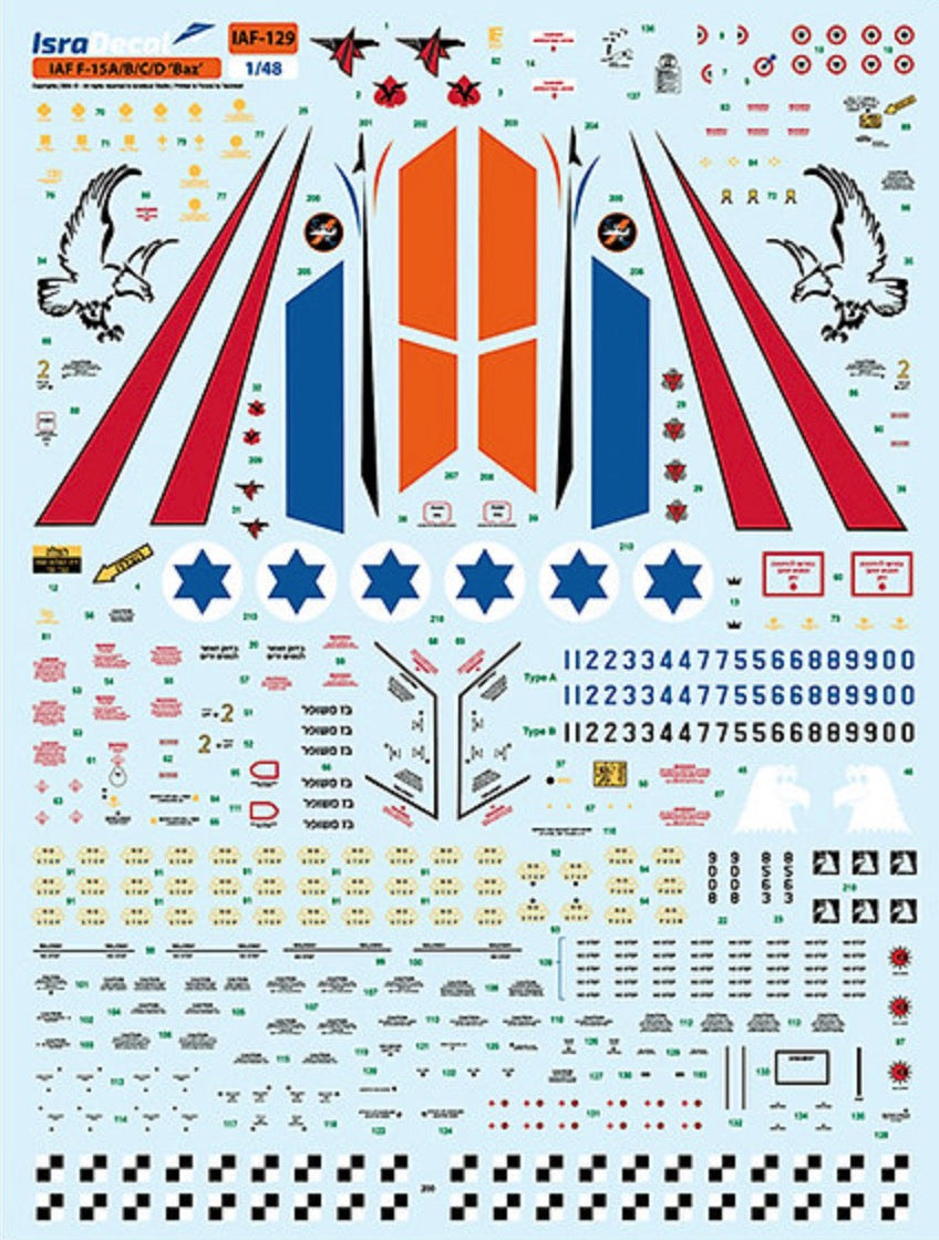 IsraDecal Studio IAF-129 1:48 McDonnell F-15A/F-15B/F-15C/F-15D Eagle 'Baz'