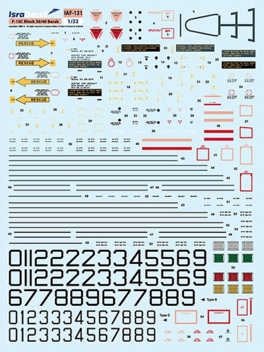 IsraDecal Studio IAF-131 1:32 IAF F-16C Block 30/Block 40 'Barak'