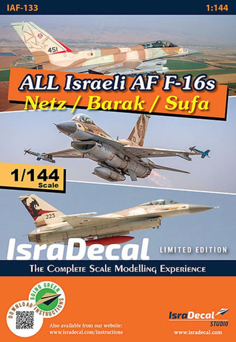 IsraDecal Studio IAF-133 1:144 IAF F-16 Netz, Sufa and Barak Markings 1:48