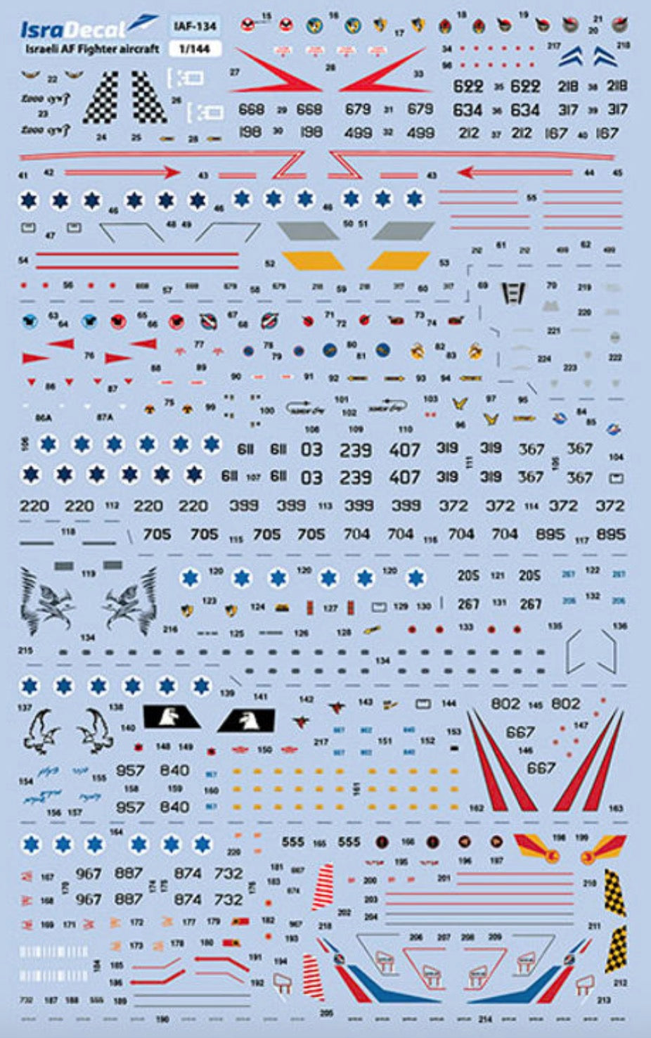 IsraDecal Studio IAF-134 1:144 IAF Fighter Markings F-15/Kfir/F-4/A-4 1:48