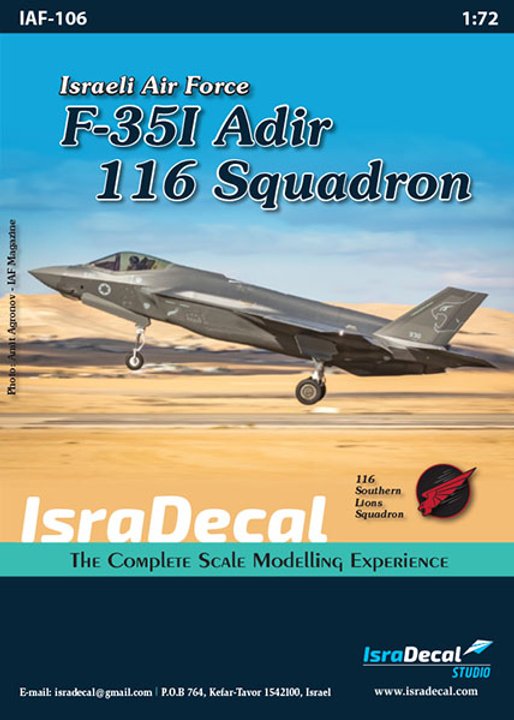 IsraDecal Studio IAF-106 1:72 IAF Lockheed-Martin F-35I 'Adir' 116 Sq