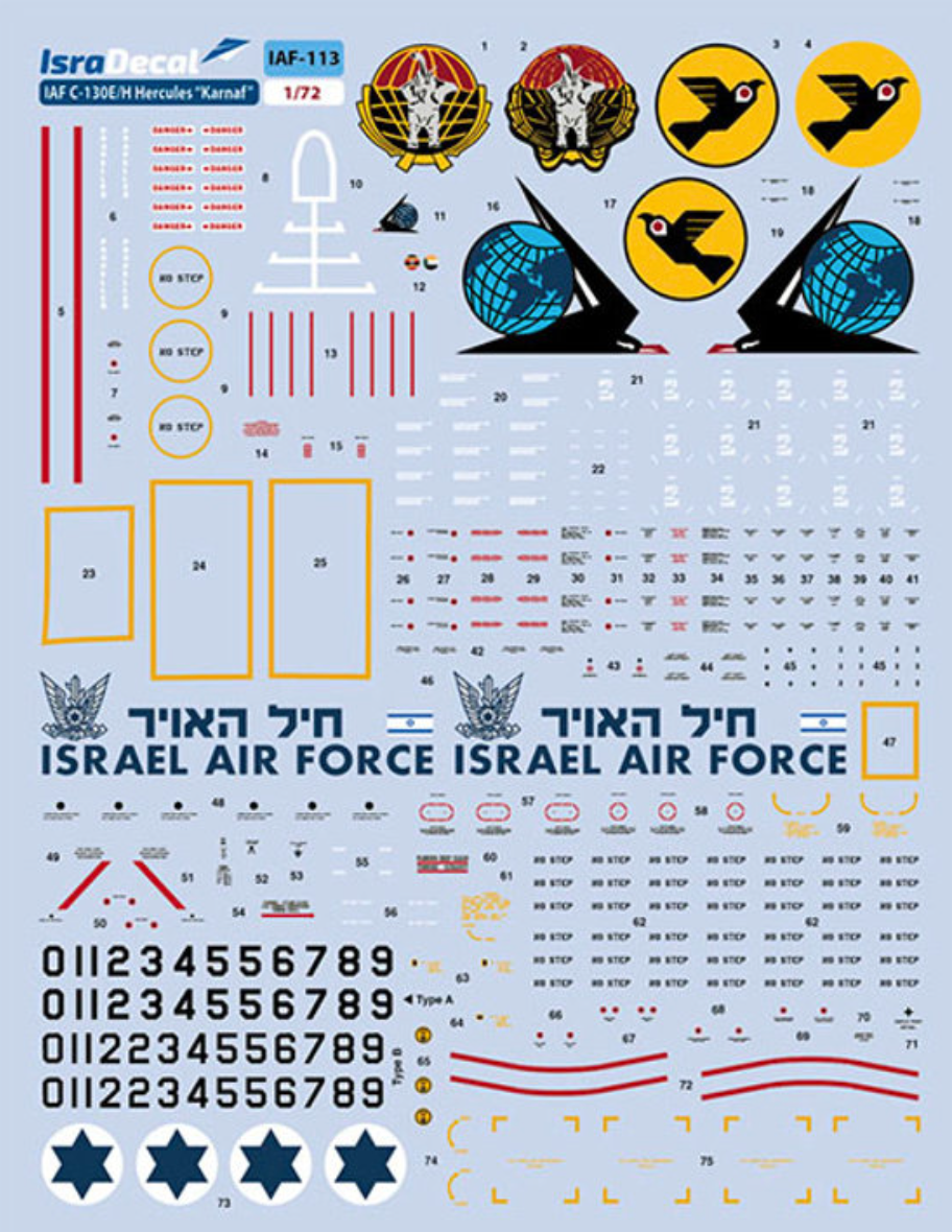 IsraDecal Studio IAF-113 1:72 IAF Lockheed C-130E/H Hercules