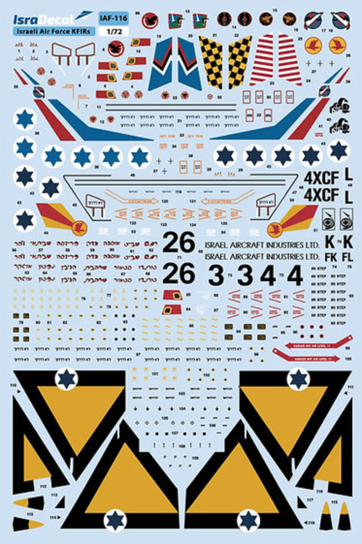IsraDecal Studio IAF-116 1:72 IAF Kfir Decals (Multiple Squadrons) 1:48