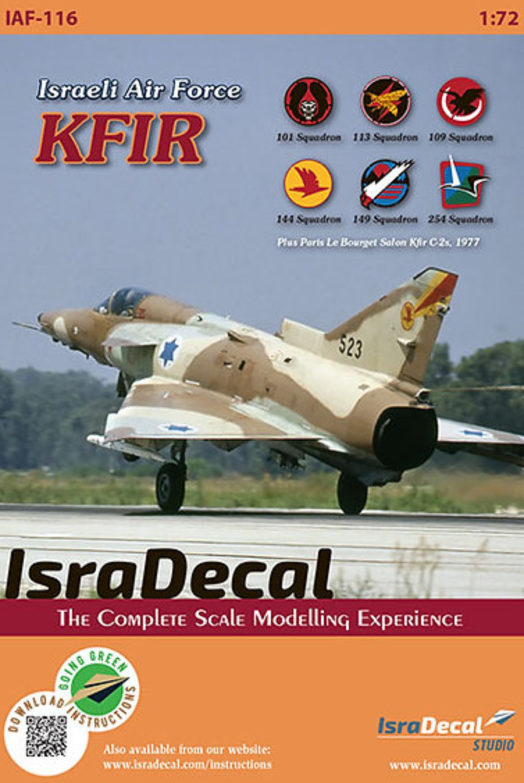 IsraDecal Studio IAF-116 1:72 IAF Kfir Decals (Multiple Squadrons) 1:48