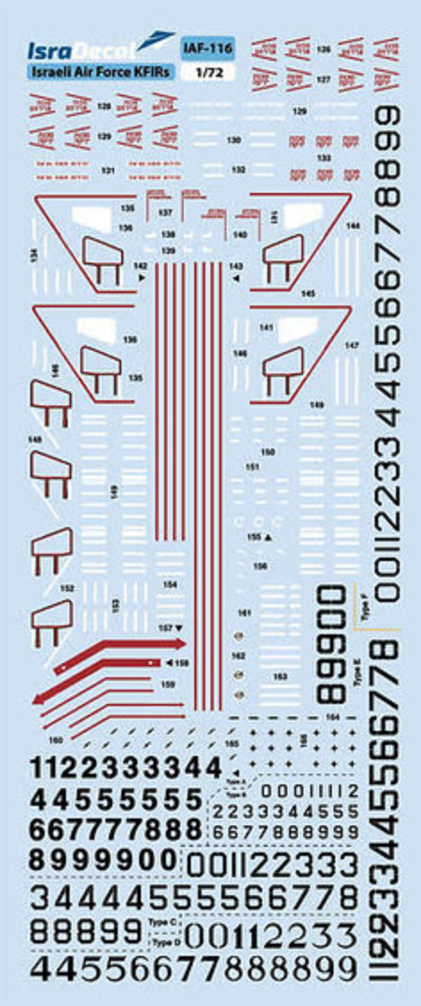 IsraDecal Studio IAF-116 1:72 IAF Kfir Decals (Multiple Squadrons) 1:48