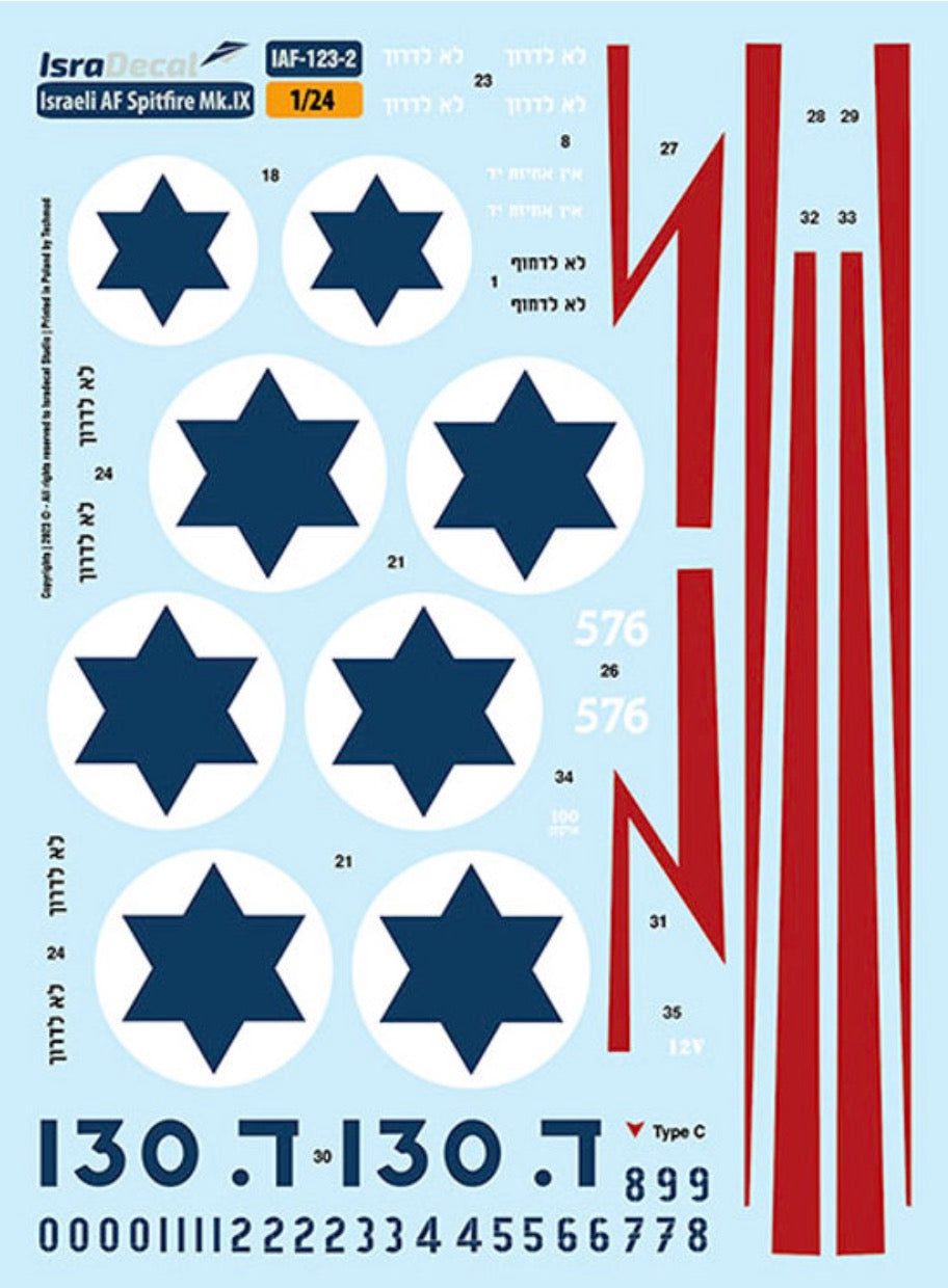IsraDecal Studio IAF-123 1:24 Supermarine Spitfire Mk.IXc