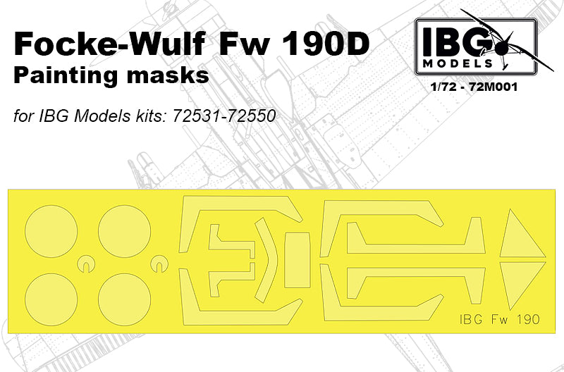 IBG Models IBG72M001 1:72 Focke-Wulf Fw-190D-9 canopy and wheels paint mask