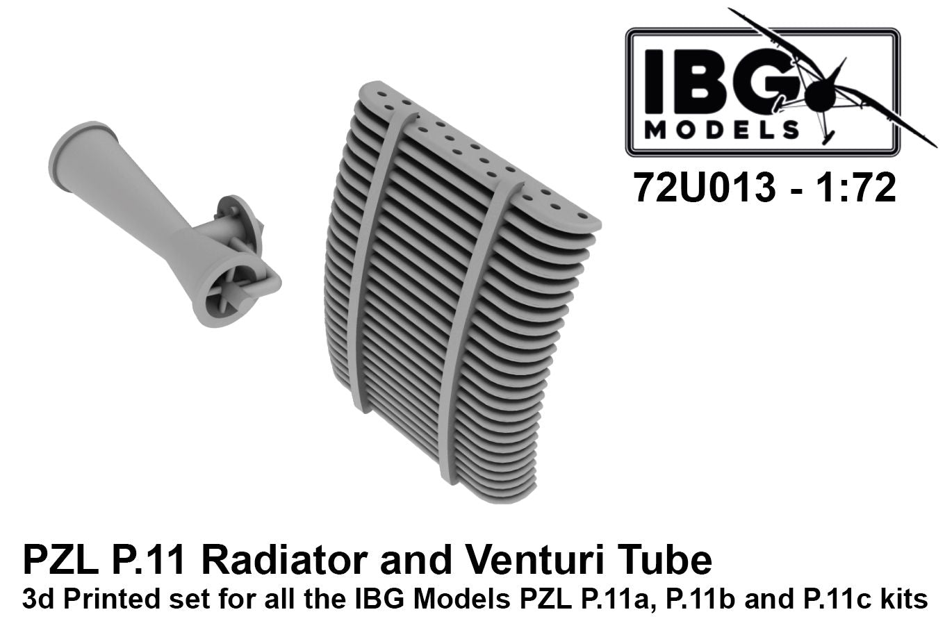 IBG Models IBG72U013 1:72 PZL P.11c Radiator and Venturi Tube
