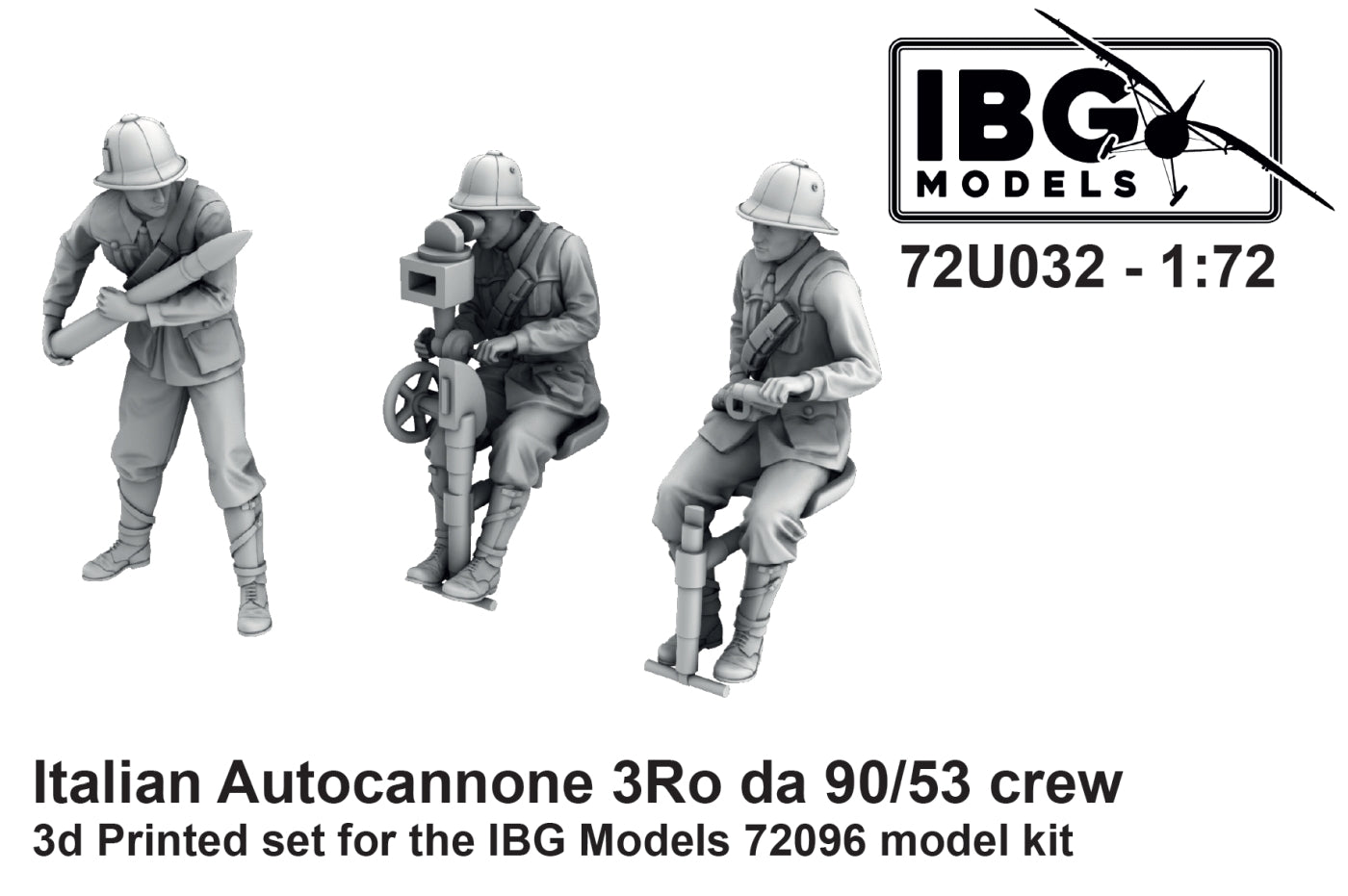 IBG Models IBG72U032 1:72 3Ro Italian Autocannone da 90/53 crew