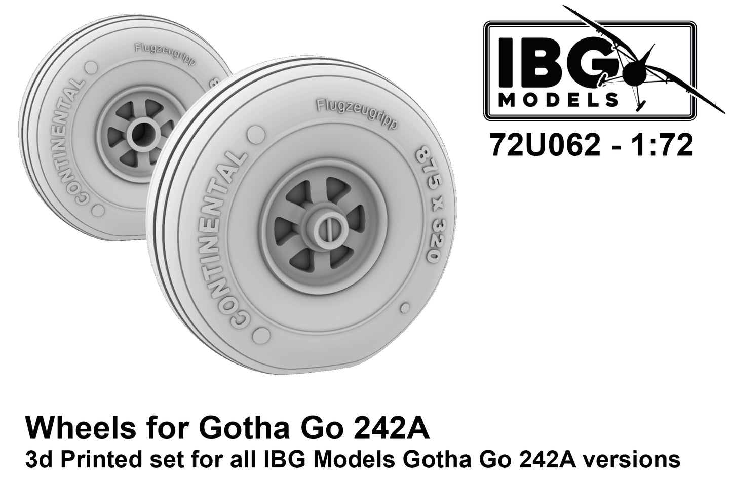 IBG Models IBG72U062 1:72 Gotha Go-242A-1/Go-244 3D-Printed wheels