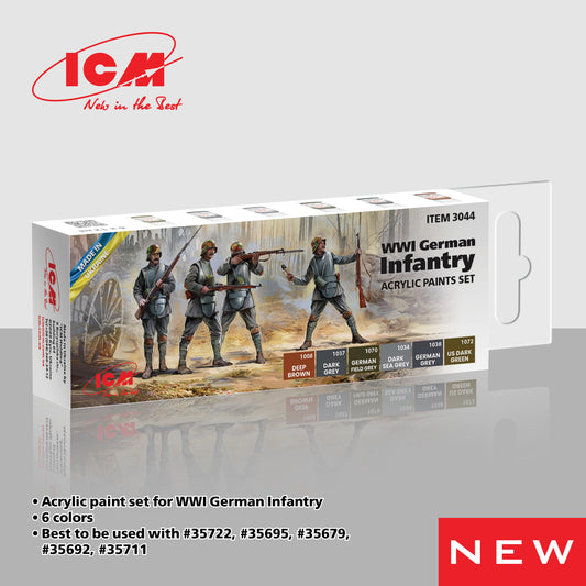 ICM UA ICM3044 WWI German infantry Acrylic paint set x 6 12ml bottles