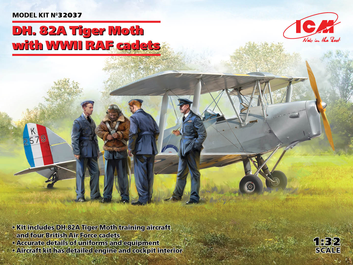 ICM UA ICM32037 1:32 de Havilland DH.82A Tiger Moth with WWII RAF cadets