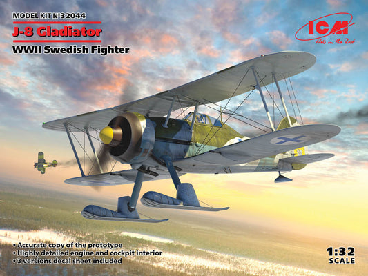 ICM UA ICM32044 1:32 Gloster J-8 Gladiator, WWII Swedish Fighter