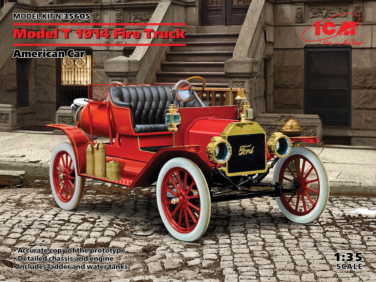 ICM UA ICM35605 1:35 Model T 1914 Fire Truck, American Car