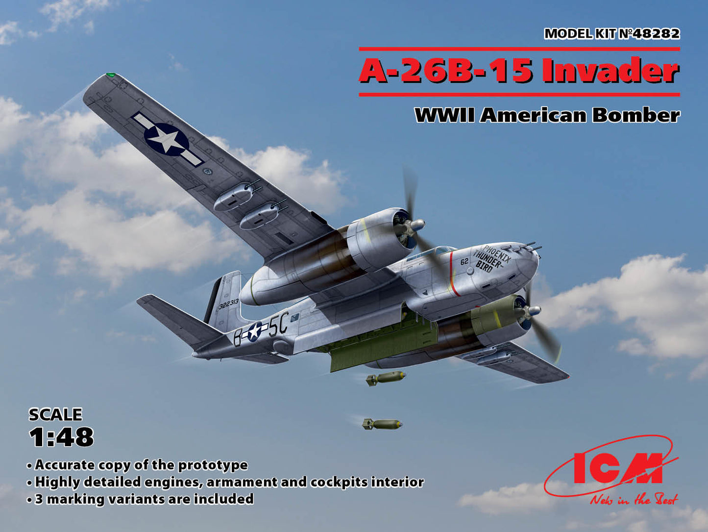 ICM UA ICM48282 1:48 Douglas A-26B-15 Invader, WWII American Bomber