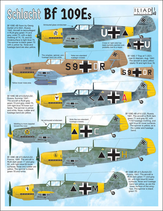 Iliad Design ILD48032 Schlacht Bf-109E-4/E-7 II./SG1 & 7./ZG1 1:48
