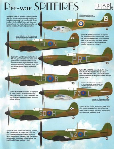 Iliad Design ILD72009 Pre-War Spitfire Mk.I K9795 19 Sqn 1:72