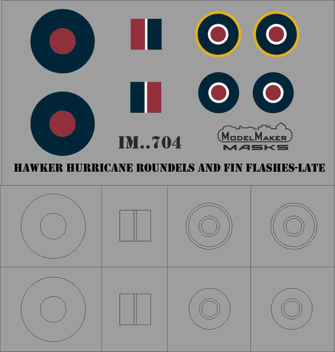 Model Maker Decals IM32704 1:32 Hawker Hurricane roundels and fin flashes-LATE
