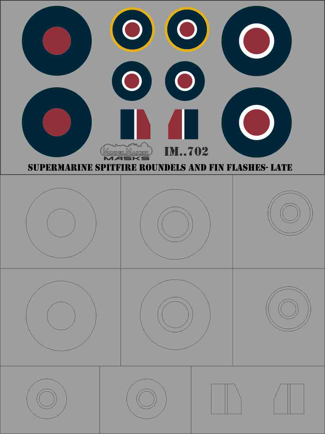 Model Maker Decals IM48702 1:48 Supermarine Spitfire roundels and fin flashes