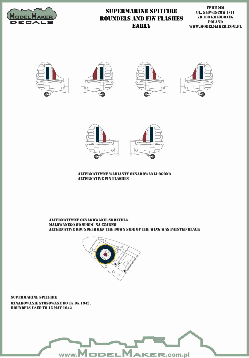 Model Maker Decals IM72701 Spitfire Mk.I/Ia Early Roundels 1:72