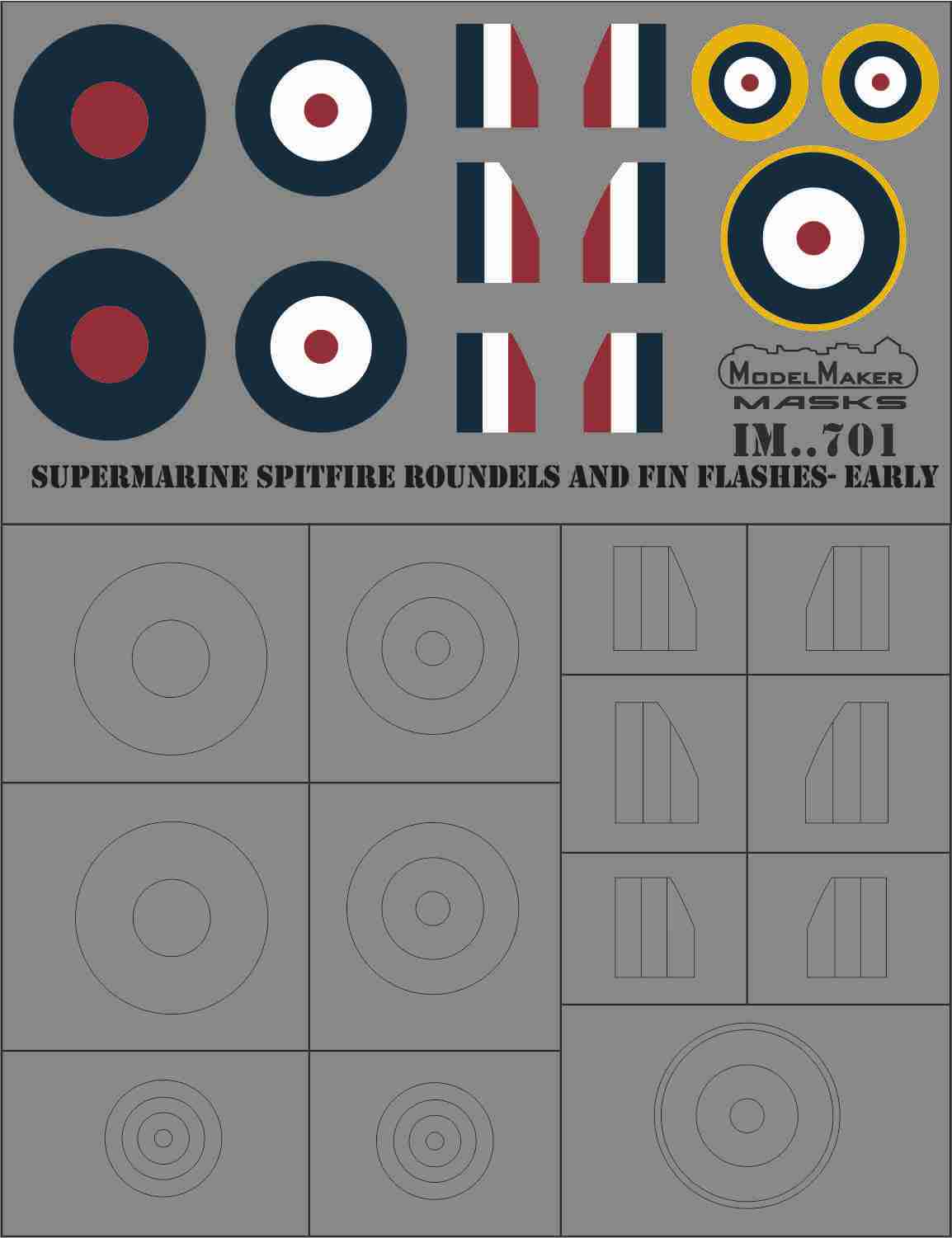 Model Maker Decals IM72701 Spitfire Mk.I/Ia Early Roundels 1:72