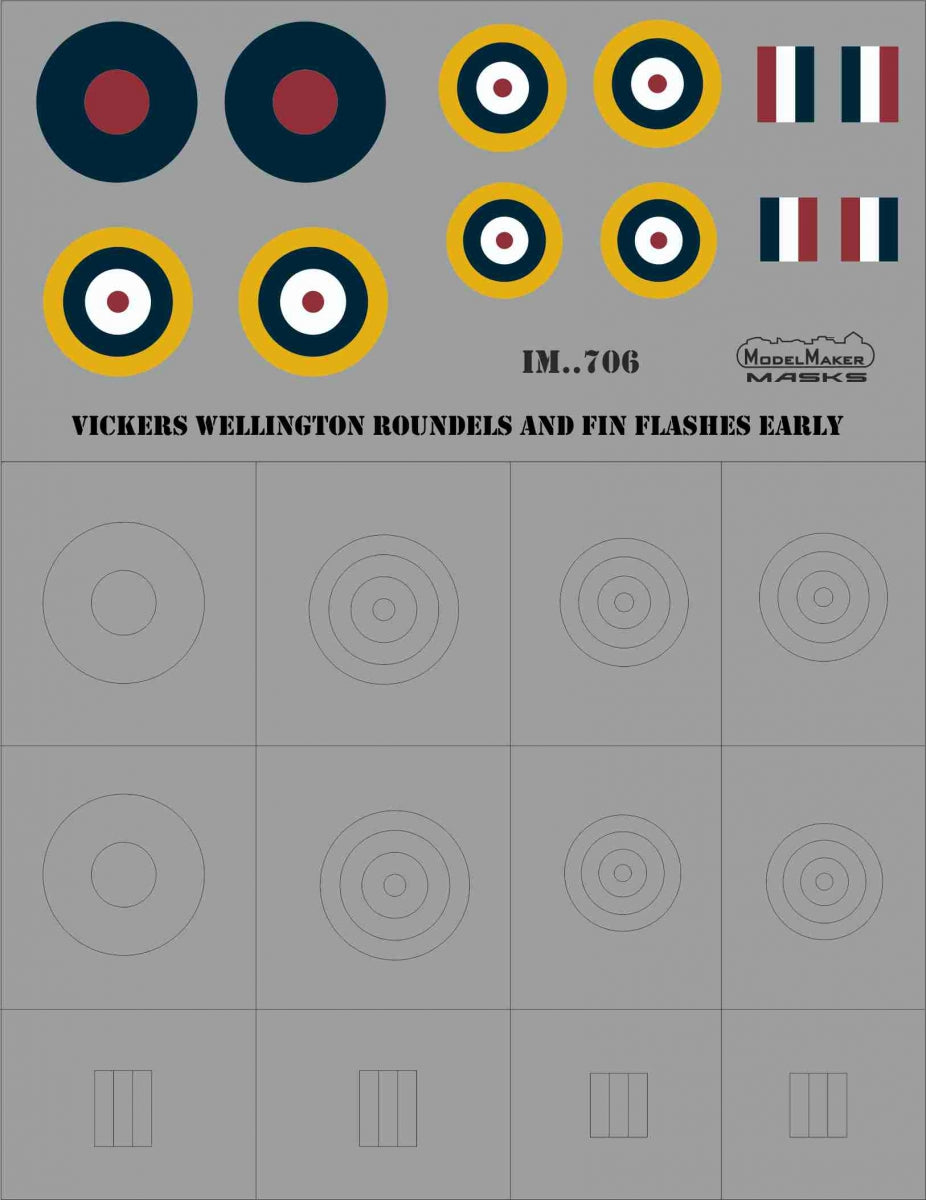 Model Maker Decals IM72706 1:72 VICKERS WELLINGTON ROUNDELS & FIN FLASHES EARLY