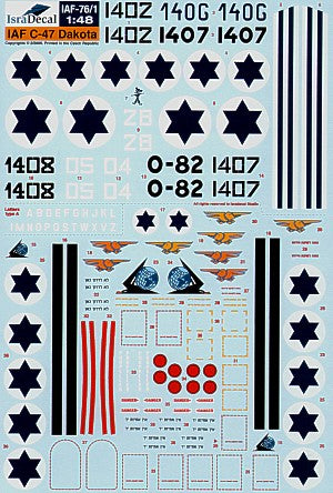 IsraDecal Studio IAF-76 1:48 Douglas C-47 Dakota/Nord 2501 Noratlas