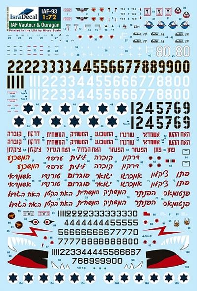 IsraDecal Studio IAF-93 1:72 IAF Vautour IIA/IIB/IIN & MD-450 Ouragan 1:48