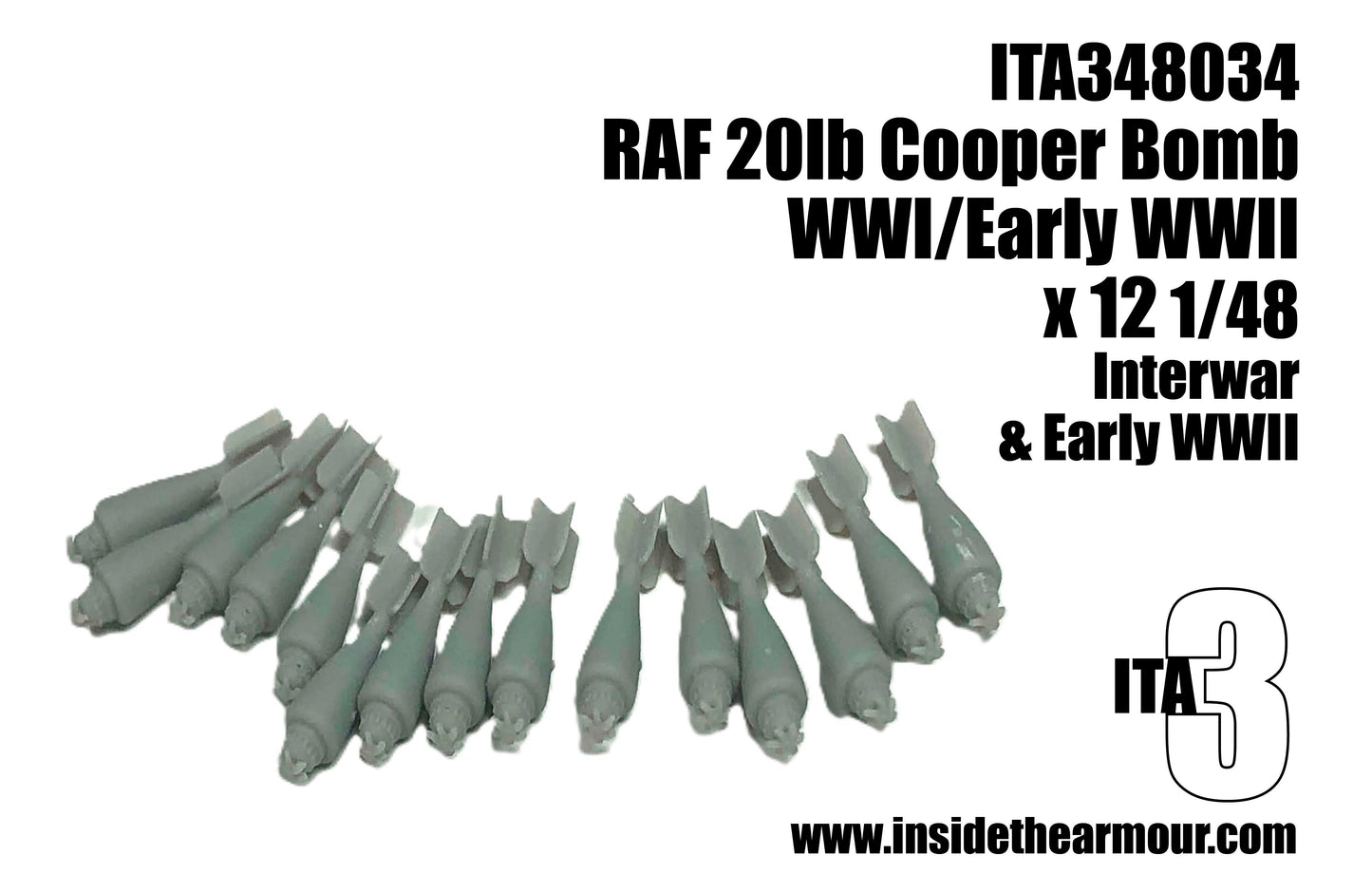 Inside the Armour ITA348034 1:48 RAF 20lb Bomb WWI/Early WWII x 12