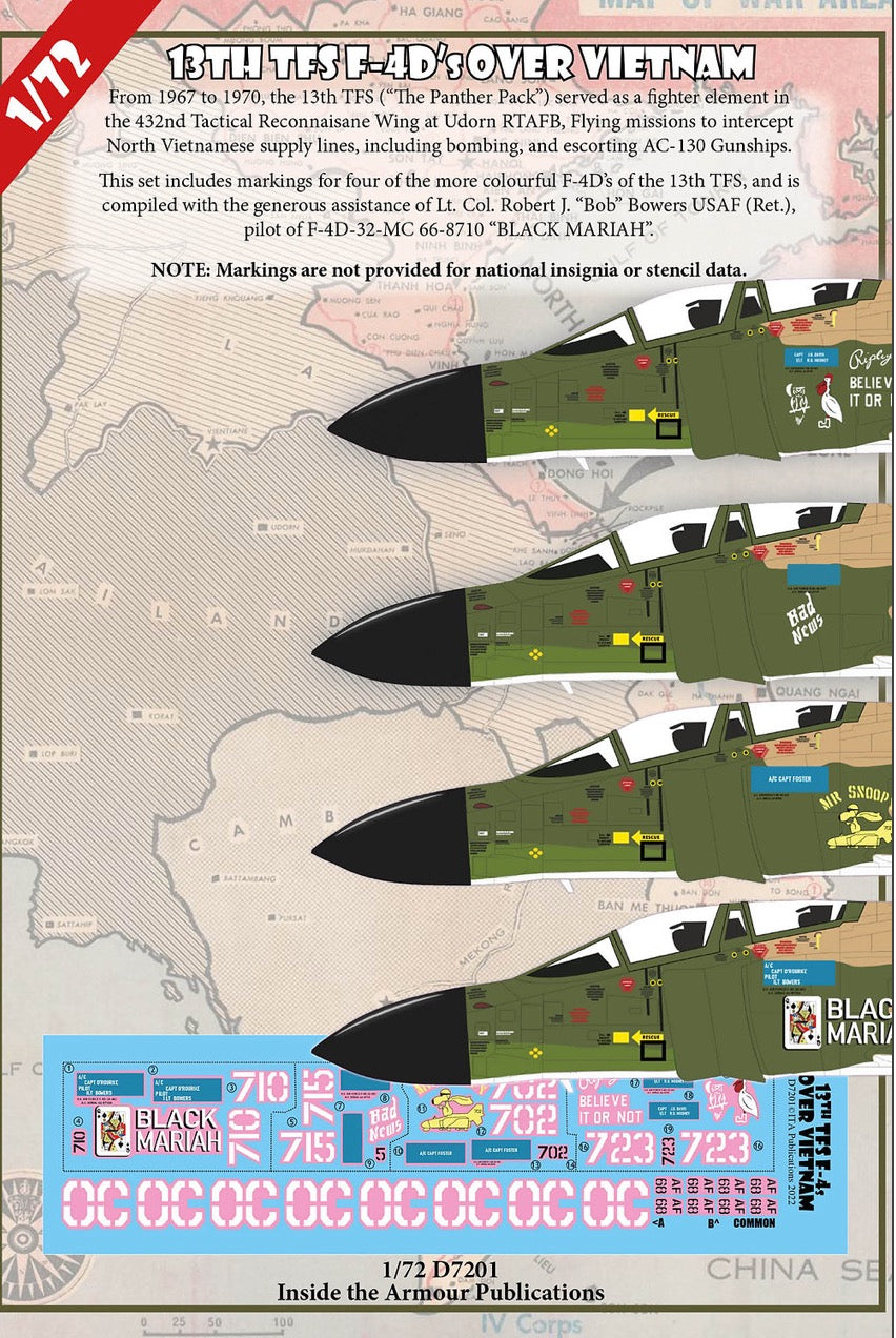 Inside the Armour ITAD7201 1:72 "13th TFS McDonnell F-4D Phantom's Over Vietnam"