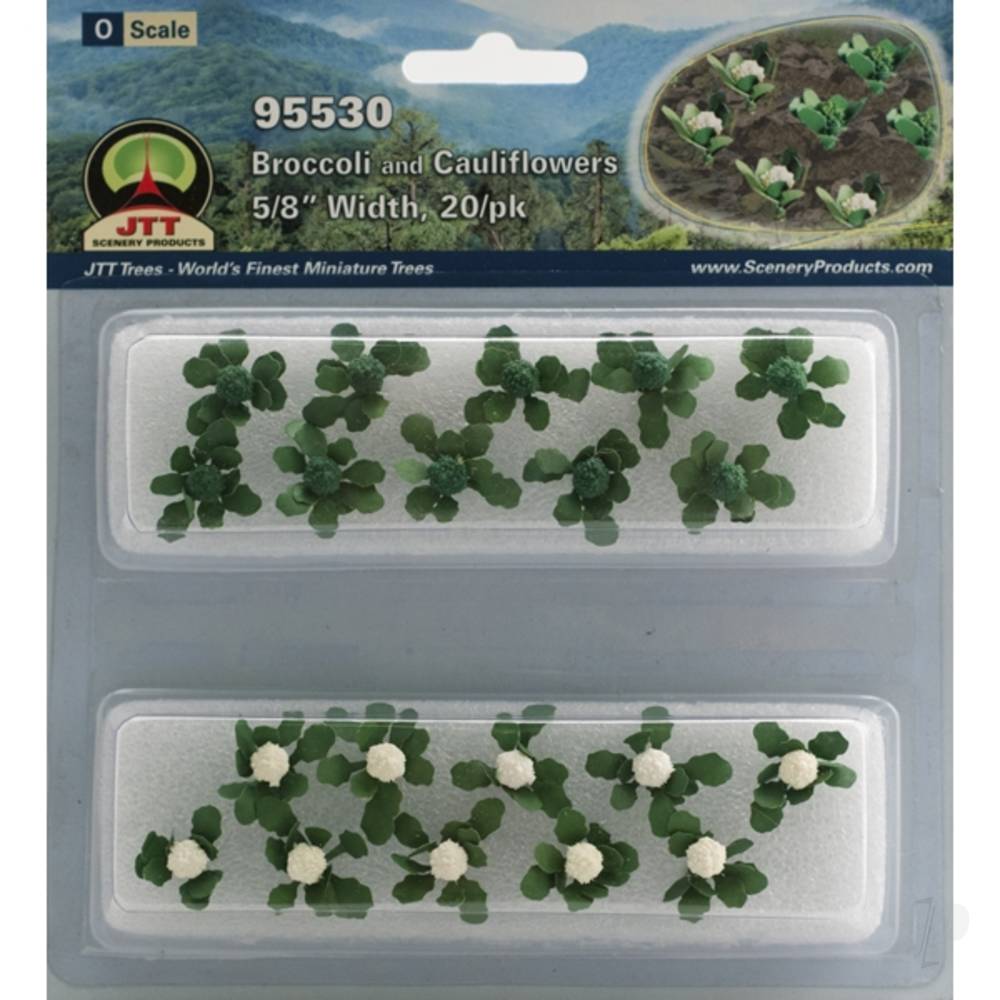 JTT Broccoli & Cauliflower, 5/8in width, O-Scale, (20 per pack) 95530