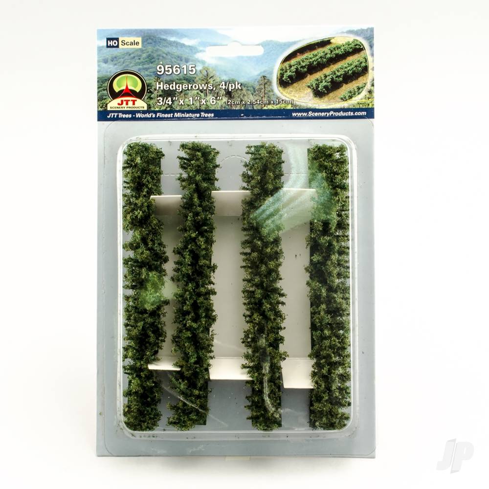 JTT Hedgerows, 3/4x1x6in, HO-Scale, (4 per pack) 95615
