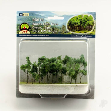 JTT Woods Edge Trees, Green, N-Scale, (15 per pack) 95616