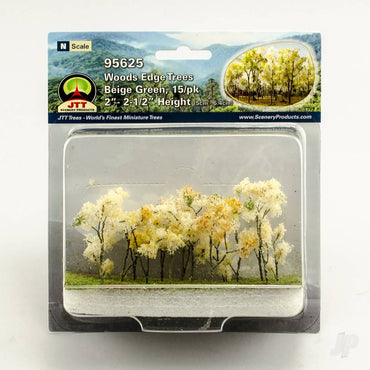 JTT Woods Edge Trees, Beige Green, N-Scale, (15 per pack) 95625