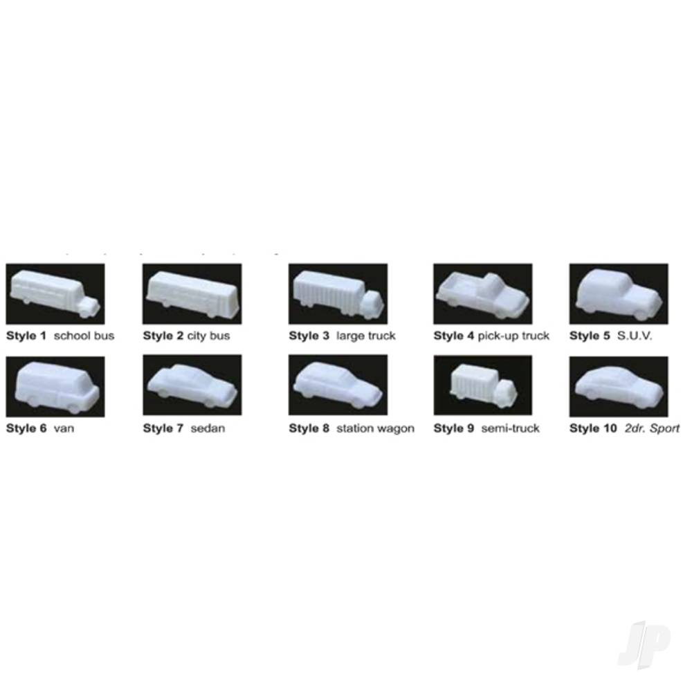 JTT Mixed Styles, White, 1/16in=1'-0in 1:200, (10 per pack) 97004