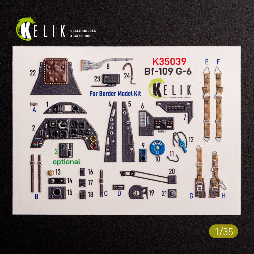 Kelik K3D35039 1:35 Messerschmitt Bf-109G-6 interior 3D-decals