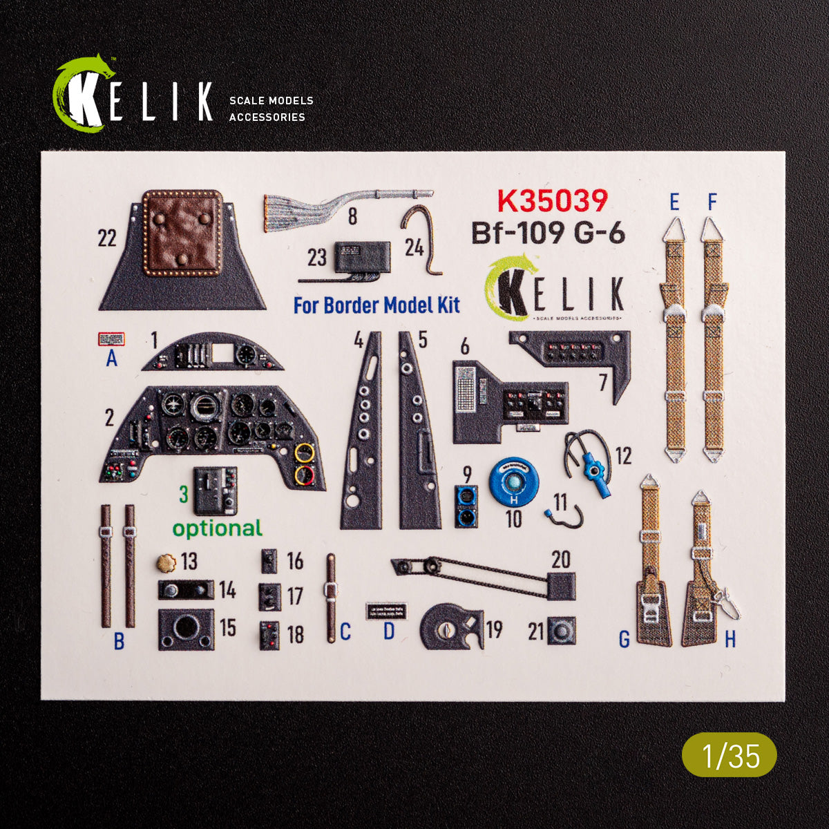 Kelik K3D35039 1:35 Messerschmitt Bf-109G-6 interior 3D-decals