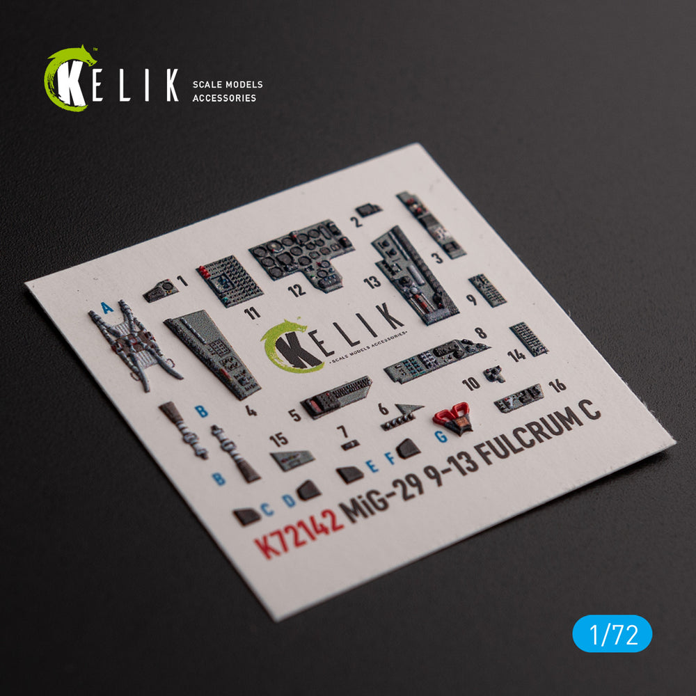 Kelik K3D72142 1:72 Mikoyan MiG-29 Fulcrum-C 9-13 interior 3D-decals
