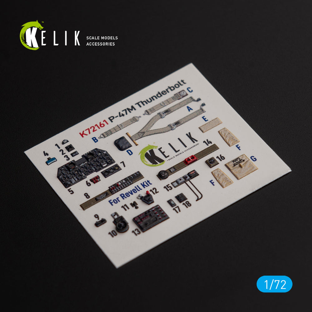 Kelik K3D72161 1:72 Republic P-47M Thunderbolt- interior 3D-decals