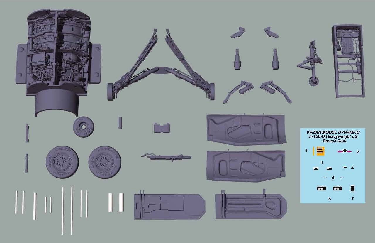 Kazan KAZ48013TAM F-16C Wheel Wells and Landing Gear for Tamiya 1:48