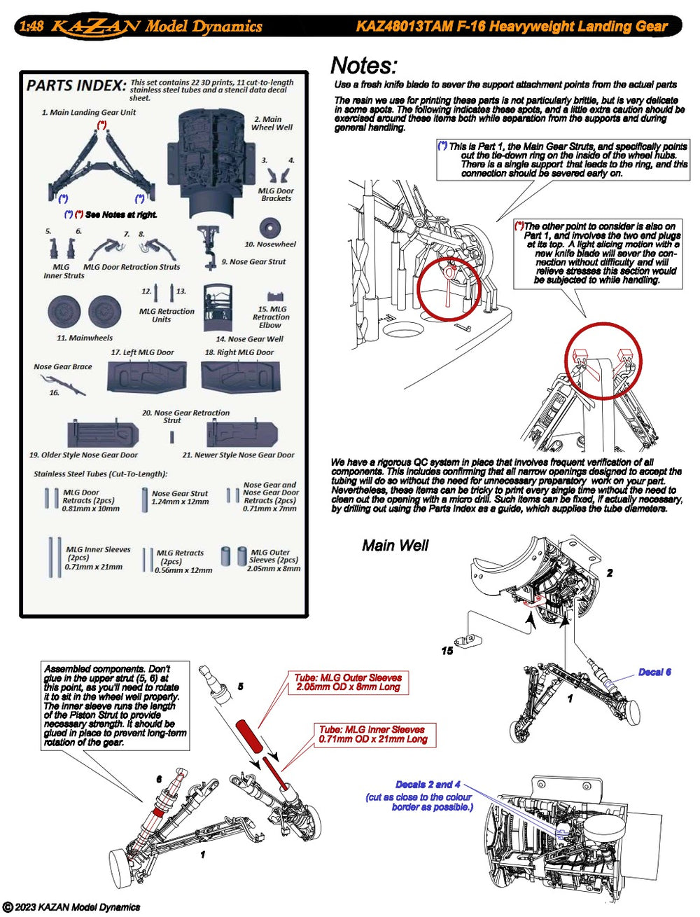 Kazan KAZ48013TAM F-16C Wheel Wells and Landing Gear for Tamiya 1:48