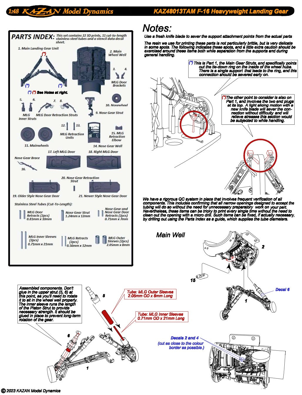 Kazan KAZ48013TAM F-16C Wheel Wells and Landing Gear for Tamiya 1:48