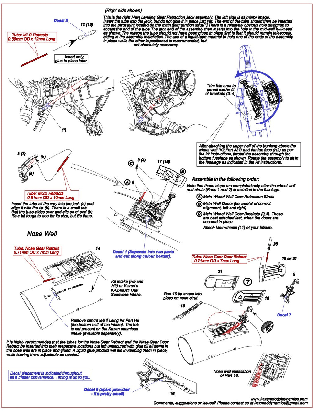 Kazan KAZ48013TAM F-16C Wheel Wells and Landing Gear for Tamiya 1:48
