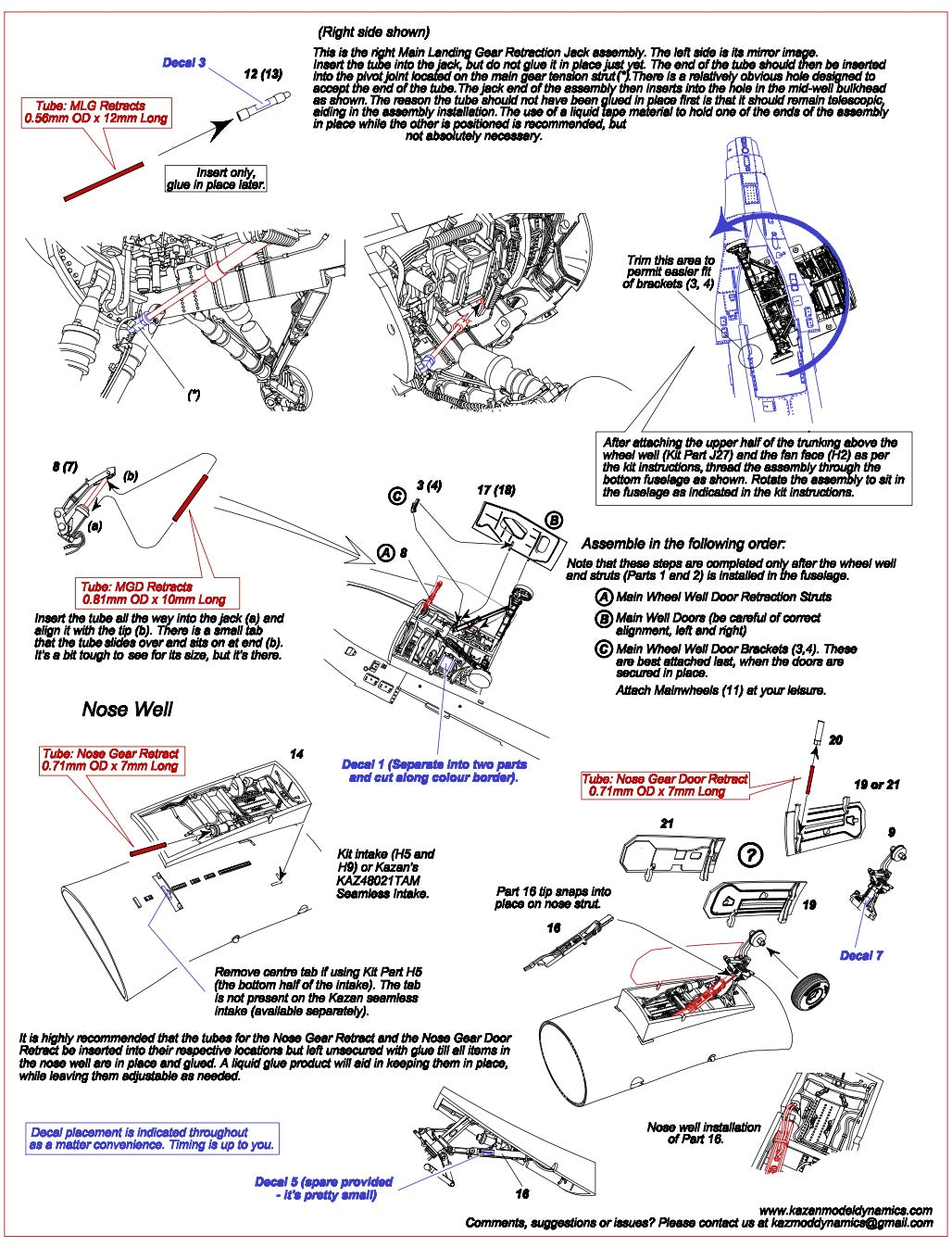 Kazan KAZ48013TAM F-16C Wheel Wells and Landing Gear for Tamiya 1:48